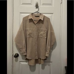 Zara Oversized Corduroy Long Sleeve Button Up Top Women’s M